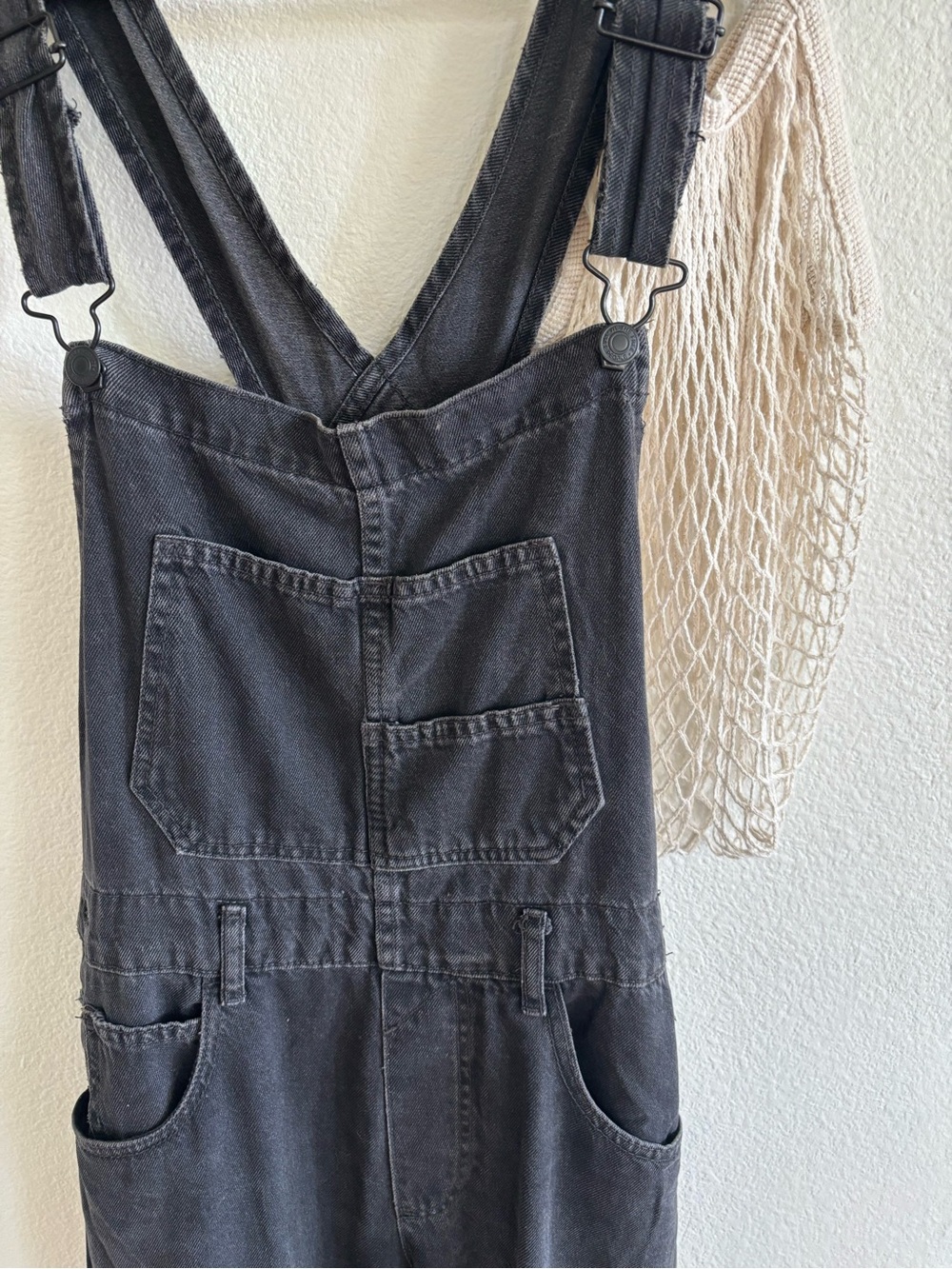 Free People Washed Black Ziggy overalls